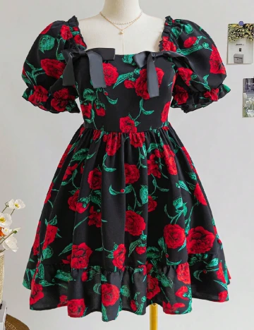 Rochie scurta SHEIN CURVE, floral print Floral print