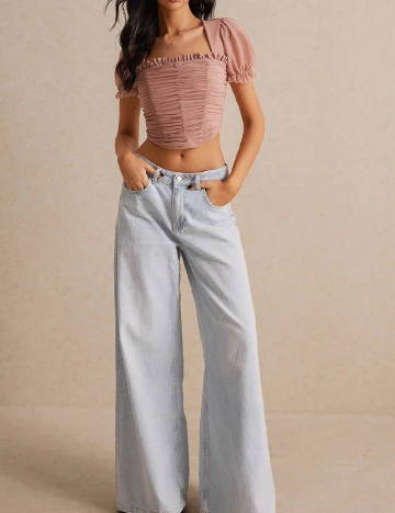 Top SHEIN, roz pudra Roz