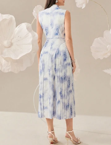 Rochie medie SHEIN, albastru/alb