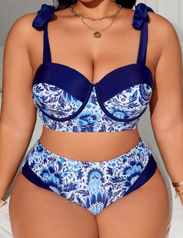 
						Costum de baie SHEIN CURVE, albastru