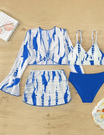 
						Costum de baie Shein Kids, albastru/alb