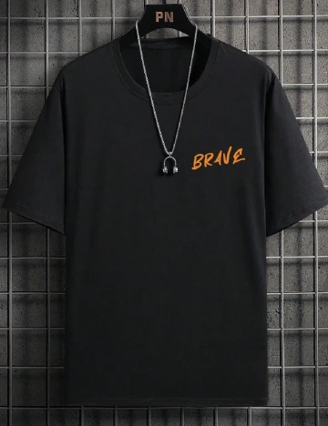 Tricou SHEIN Plus Size Men, negru Negru