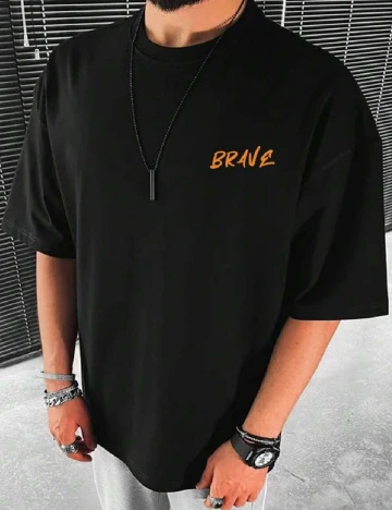 Tricou SHEIN Plus Size Men, negru Negru