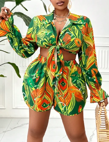 Compleu SHEIN CURVE, floral print Floral print