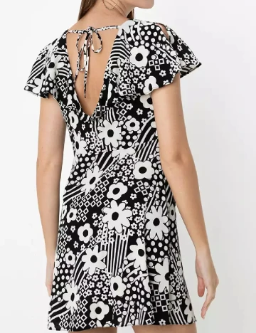 Rochie scurta ASOS, alb/negru Negru