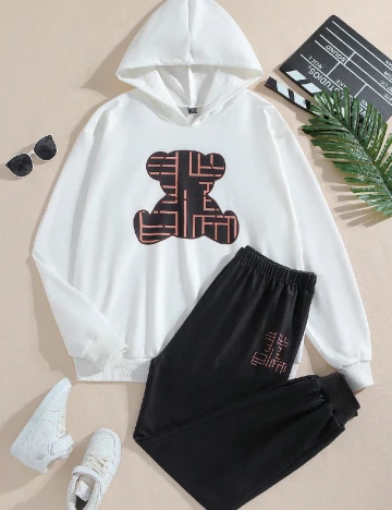 Compleu SHEIN, negru/alb Negru