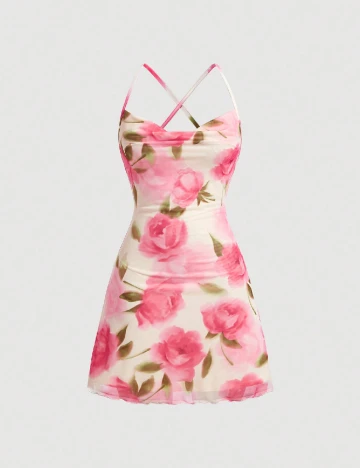 Rochie scurta SHEIN, floral print Floral print