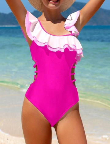 
						Costum de baie Shein Kids, roz
