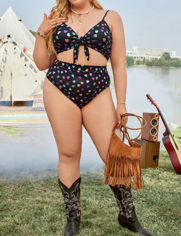 Costum de baie SHEIN CURVE, negru Negru