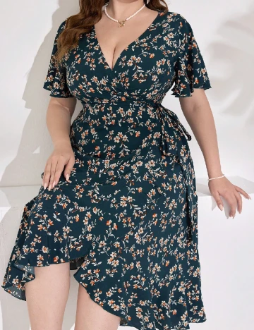Rochie medie SHEIN CURVE, floral print Floral print