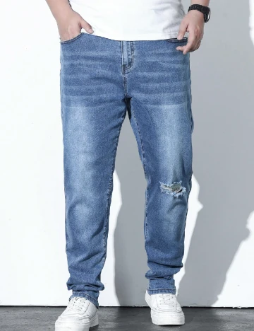 Blugi SHEIN Plus Size Men, albastru Albastru