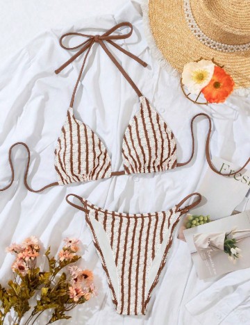 
						Costum de baie SHEIN, maro