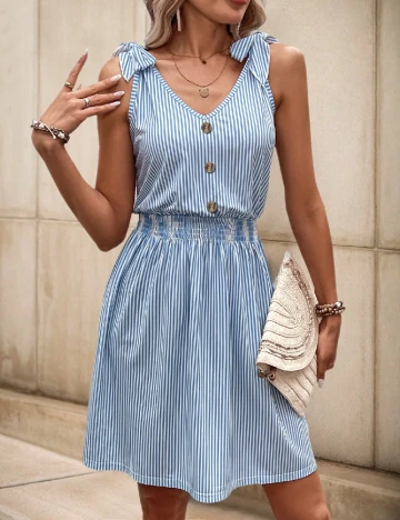 Rochie scurta SHEIN, alb/albastru