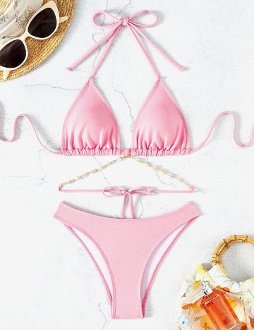 
						Costum de baie SHEIN, roz