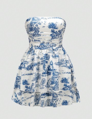
						Rochie scurta SHEIN CURVE, alb/albastru