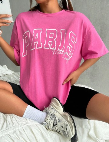 
						Tricou Oversize SHEIN, roz