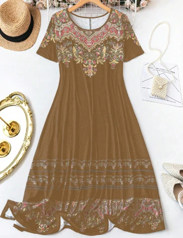 Rochie lunga SHEIN CURVE, maro
