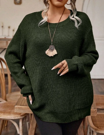 Pulover Oversize SHEIN CURVE, verde
