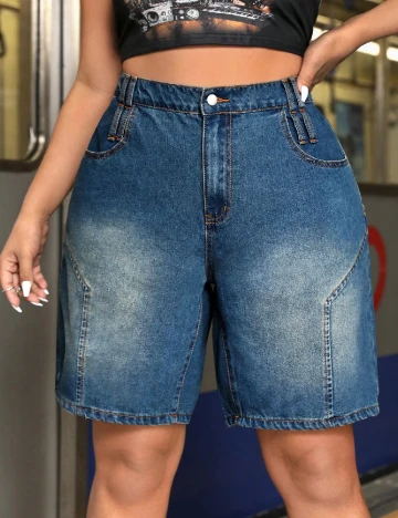 Pantaloni scurti SHEIN CURVE, albastru