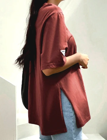 Tricou Oversize Dazy, caramiziu Maro