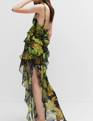 Rochie lunga Mango, negru/verde Verde