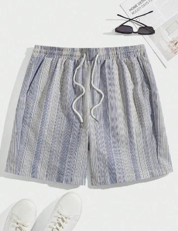 Pantaloni scurti SHEIN, albastru/alb Albastru