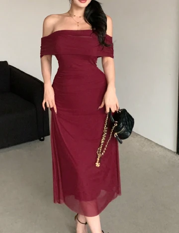 Rochie medie Dazy, visiniu Rosu