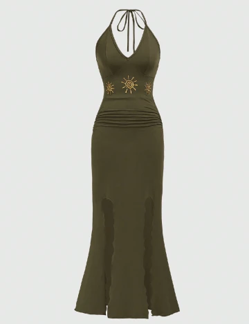 Rochie lunga Romwe, verde