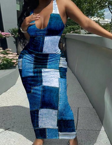 
						Rochie lunga SHEIN CURVE, albastru