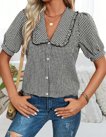Camasa SHEIN, negru/alb