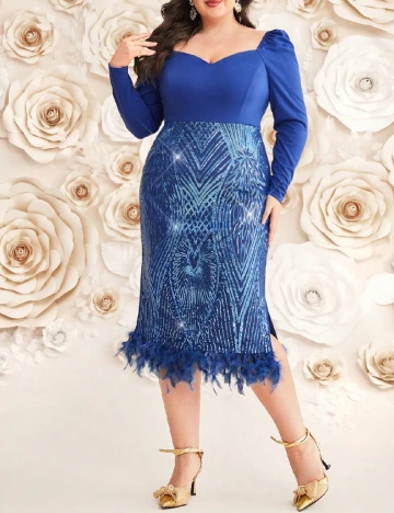 Rochie medie SHEIN CURVE, albastru
