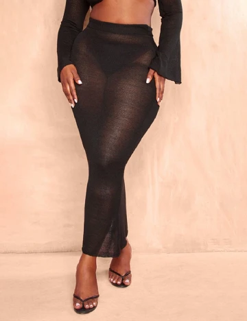Fusta de plaja PRETTYLITTLETHING Plus Size, negru Negru