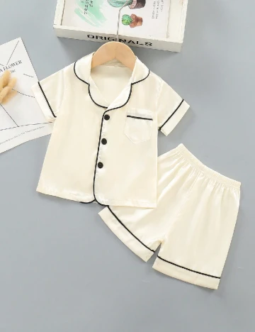 Pijama Shein Kids, ecru Alb