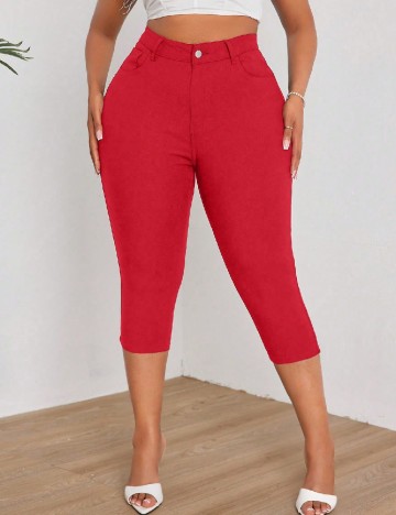 
						Pantaloni trei sferturi SHEIN CURVE, rosu