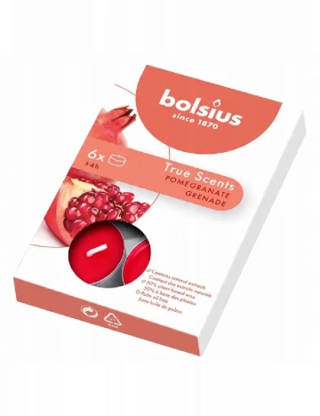 Set lumanari parfumate 6 bucati Bolsius, rosu Rosu