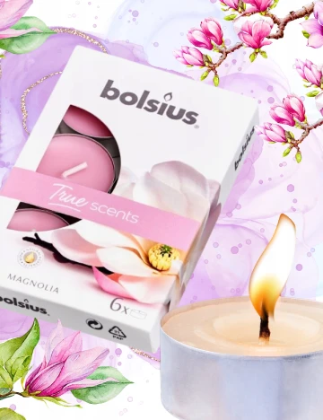 Set lumanari parfumate 6 bucati Bolsius, roz Roz