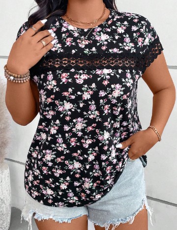 
						Tricou SHEIN CURVE, floral print