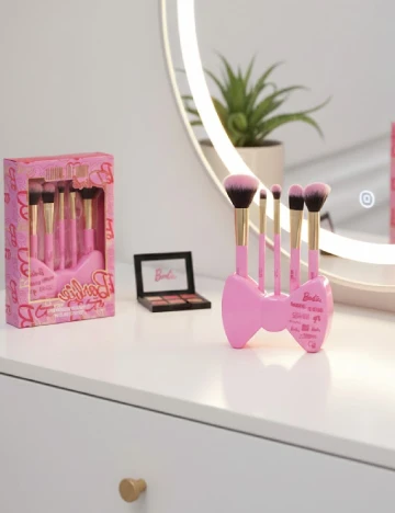 Set pensule de machiaj 5 bucati Barbie, roz Roz