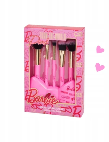 Set pensule de machiaj 5 bucati Barbie, roz Roz