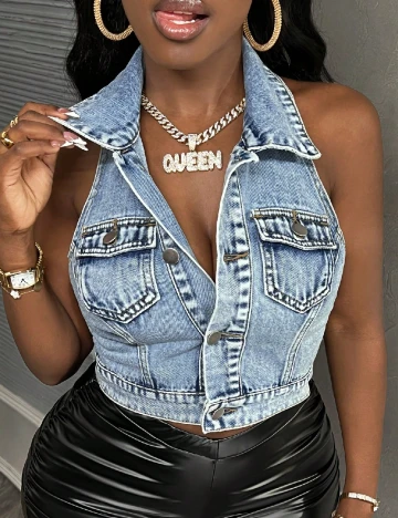 Top SHEIN, albastru denim Albastru