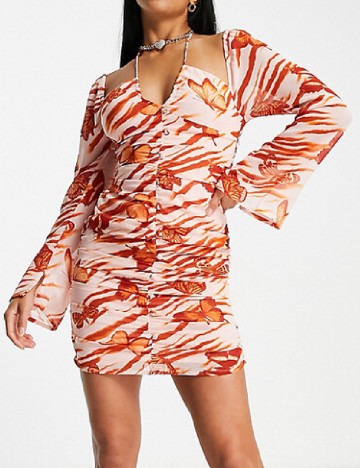 
						Rochie scurta ASOS, roz/portocaliu