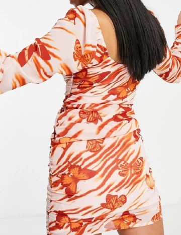 Rochie scurta ASOS, roz/portocaliu