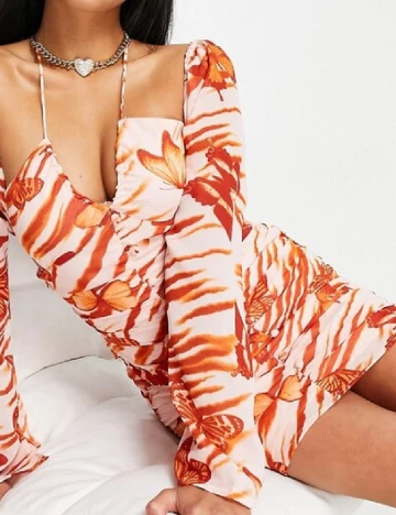 Rochie scurta ASOS, roz/portocaliu
