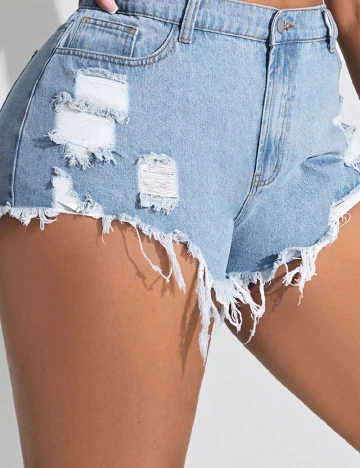Pantaloni scurti SHEIN CURVE, albastru denim Albastru