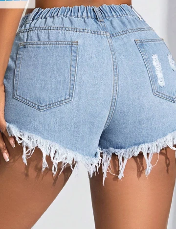 Pantaloni scurti SHEIN CURVE, albastru denim Albastru