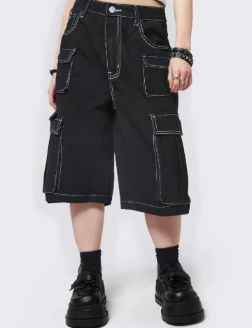 Pantaloni trei sferturi Romwe, negru