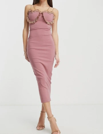 Rochie medie Vesper, roz Roz
