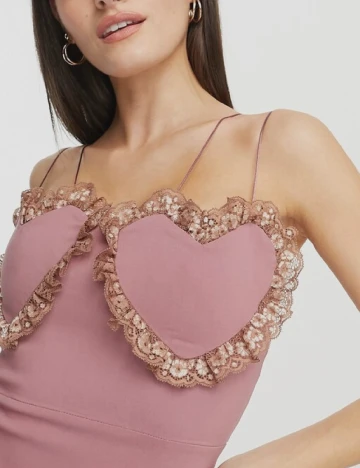 Rochie medie Vesper, roz Roz