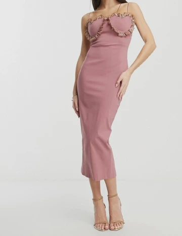 Rochie medie Vesper, roz Roz