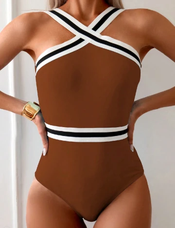 Costum de baie SHEIN, maro Maro